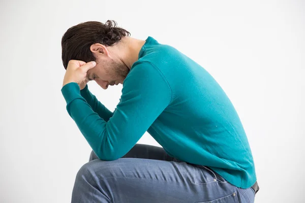 Depressed Man Studio Background — Stock Photo, Image