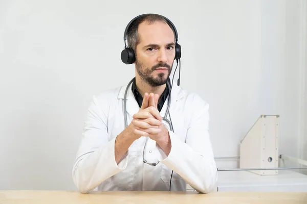 Hospital Doctor Video Consultation Patient Fellow — Stok fotoğraf