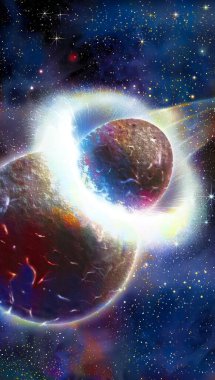 Moon (formation), stage 1: collision between a projectile and the Earth.