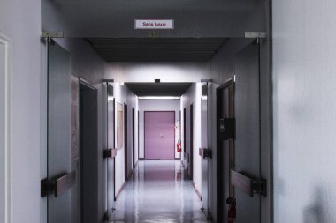INTERIOR OF A HOSPITAL empty corridor