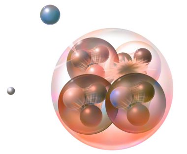 Quantum physics: nucleus made up of 2 neutrons and 2 protons.