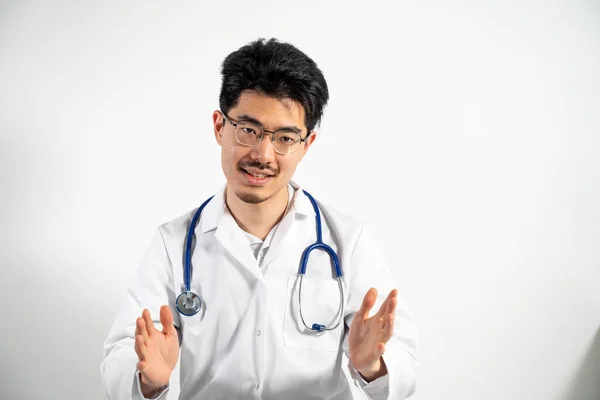 Asian Doctor Portrait White — ストック写真