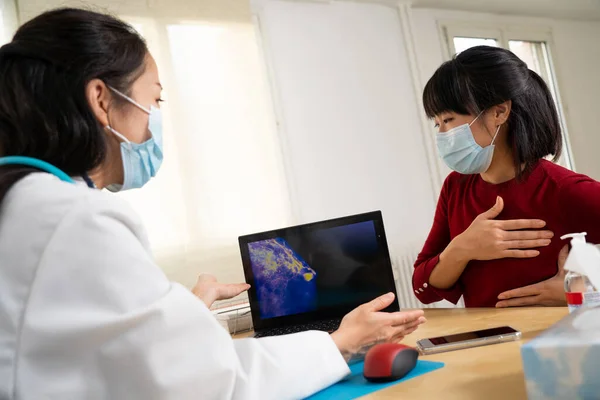 Asian Woman Breast Cancer Gynecological Consultation — Stock Photo, Image