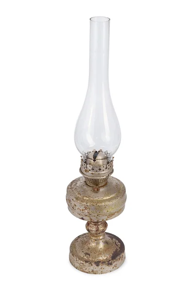 Ancienne lampe à huile isolée sur fond blanc — Photo