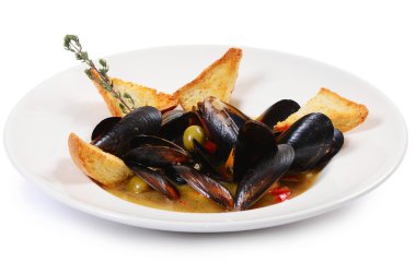 Midye gevrek ciabatta tuscan izole