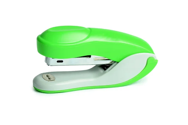 Green stapler isolated on white background — Stock Photo, Image
