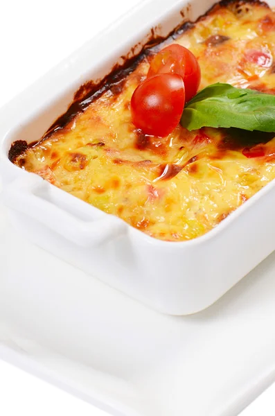 Hauslasagne mit Gemüse und Pilzen — Stockfoto