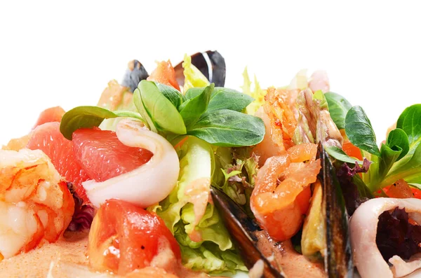 Salat aus Meeresfrüchten und Lachs — Stockfoto