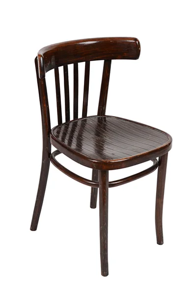 白で隔離され、古い木の椅子 — ストック写真