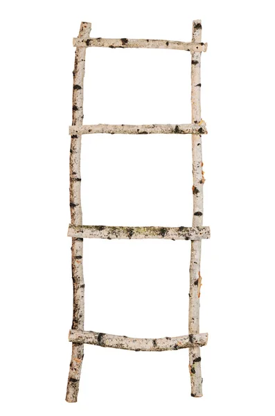 Ladder from birch trunks isolated — Stock Photo, Image