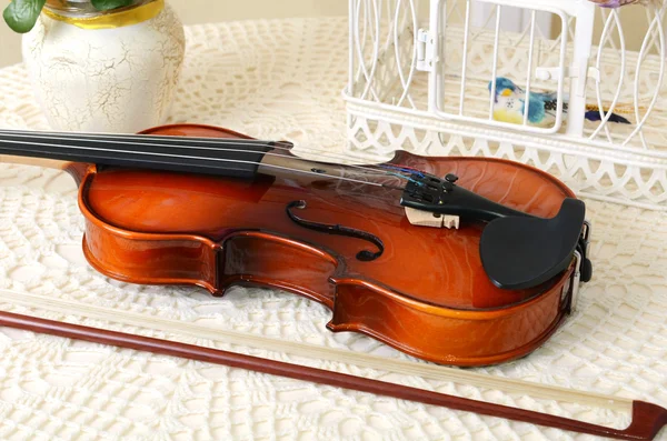 Violino sul tavolo — Foto Stock
