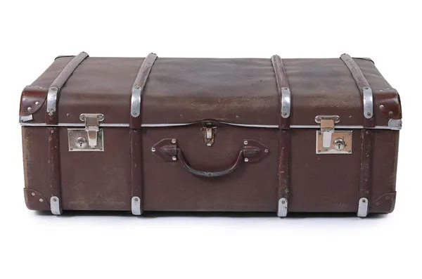 Старый чемодан изолирован на белом фоне Стоковое Фото