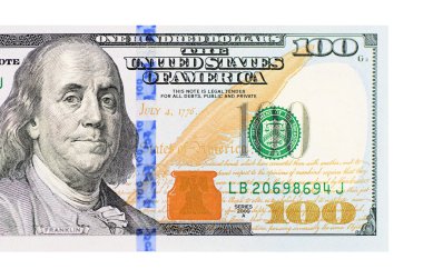 yüz dolar beyaz zemin üzerine izole