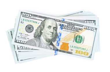 yüz dolar beyaz zemin üzerine izole