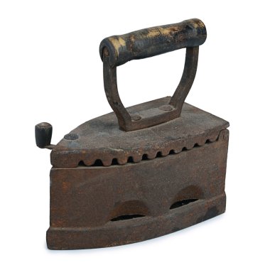 Beyaz arka plan üzerinde izole eski paslı demir