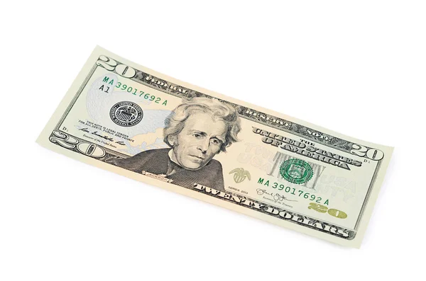 Yirmi dolar beyaz zemin üzerine izole