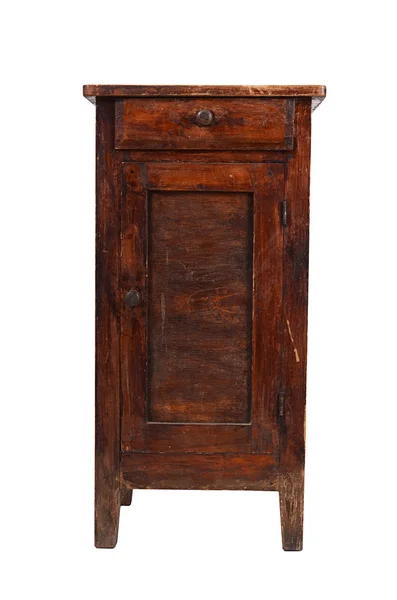 Vieille armoire minable isolée sur blanc — Photo