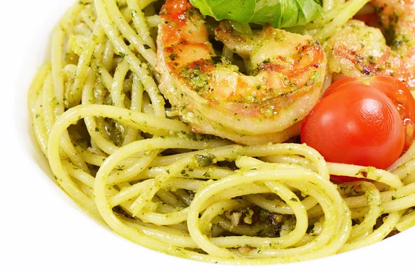 spagetti sosu pesto ve karides