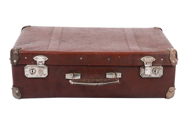 Stara walizka izolowana na białym tle — Zdjęcie stockowe