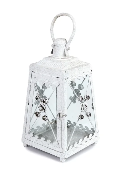 Ancienne petite lanterne isolée sur blanc — Photo