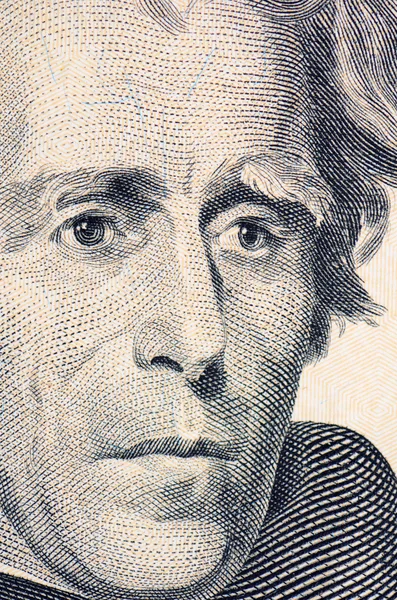 The face of Jackson the dollar bill macro — Stock Photo, Image