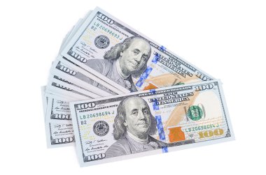 yüz dolar beyaz zemin üzerine izole