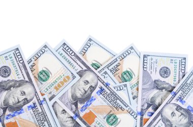 yüz dolar beyaz zemin üzerine izole