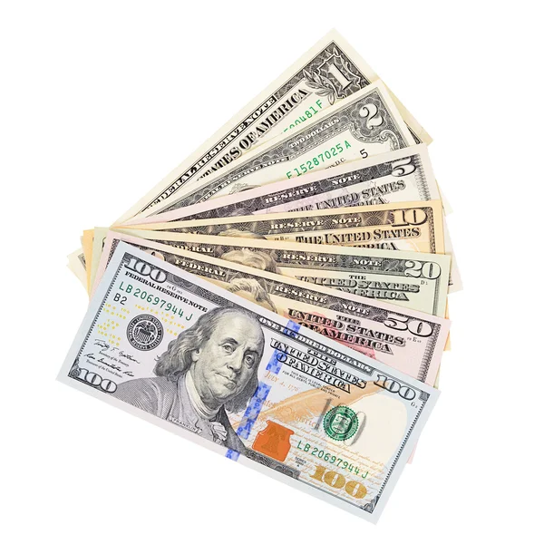 Dolar banknotları beyaz arkaplanda izole
