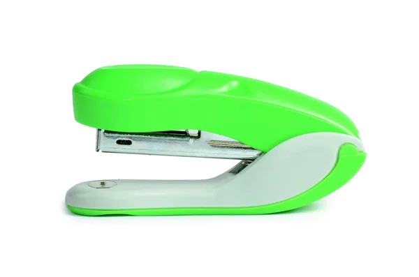 Green stapler isolated on white background — Stock Photo, Image