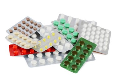 Tablet ambalaj üzerinde beyaz izole