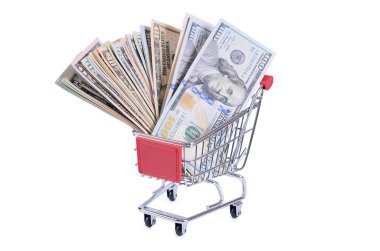 alışveriş arabası içinde dolar