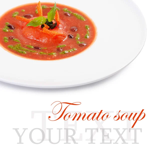 Suppe aus gebackenen Tomaten mit Pesto — Stockfoto