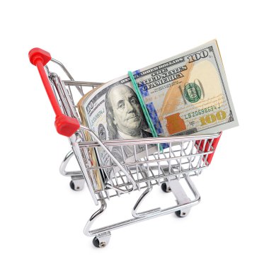 alışveriş arabası içinde dolar
