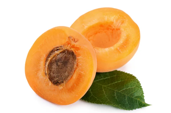 Abricot frais avec une feuille — Photo