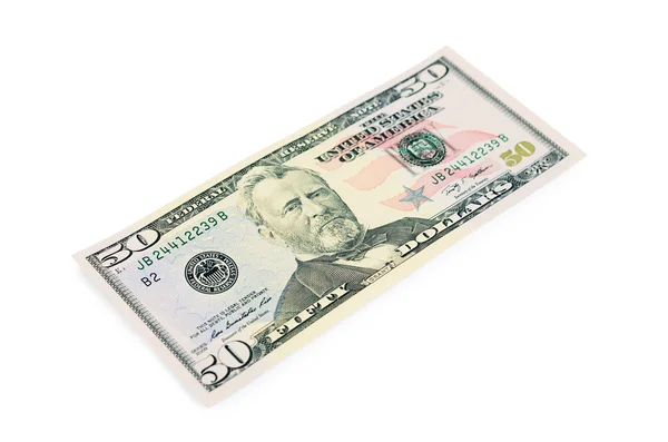 Fifty dollars isolated on white background — Stock Photo, Image