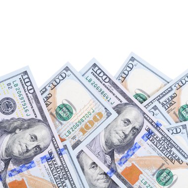 yüz dolar beyaz zemin üzerine izole