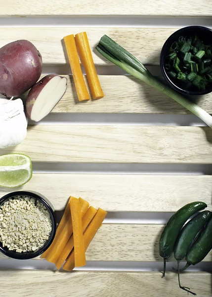 Tray of Vegetables with text space — Stock Photo, Image