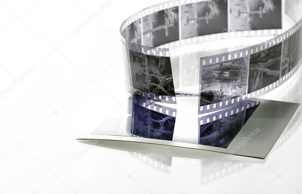 35mm film negative reflected onto instant film