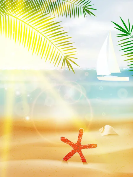 Cartel de verano abstracto con playa . — Vector de stock