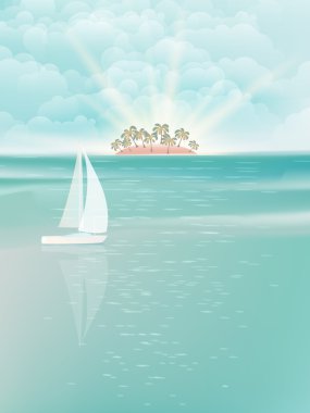 tropikal deniz parlak Gündoğumu ile. EPS 10