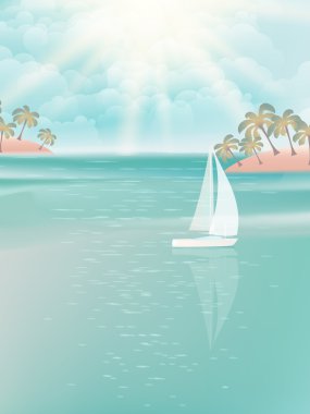 Yat ve masmavi bir deniz okyanus. EPS 10