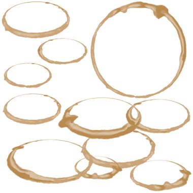 Kahverengi kahve fincanı izi beyaz.