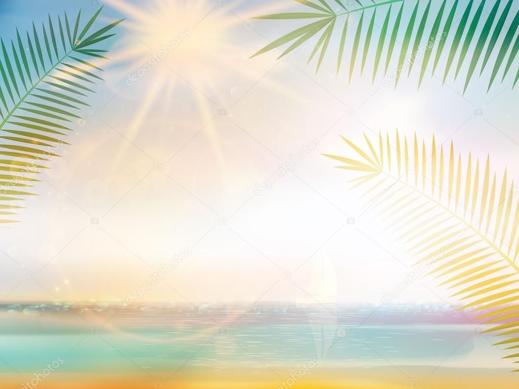 Palm and tropical beach design template.