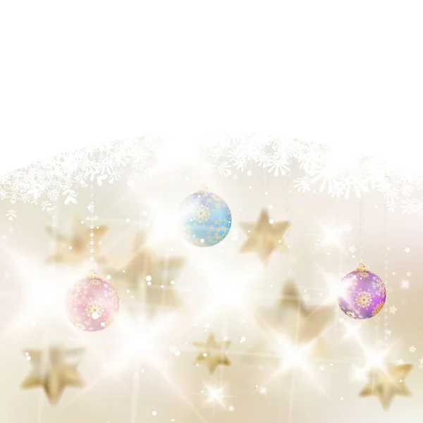 Golden Lights and Stars Christmas Background. — Stock Vector