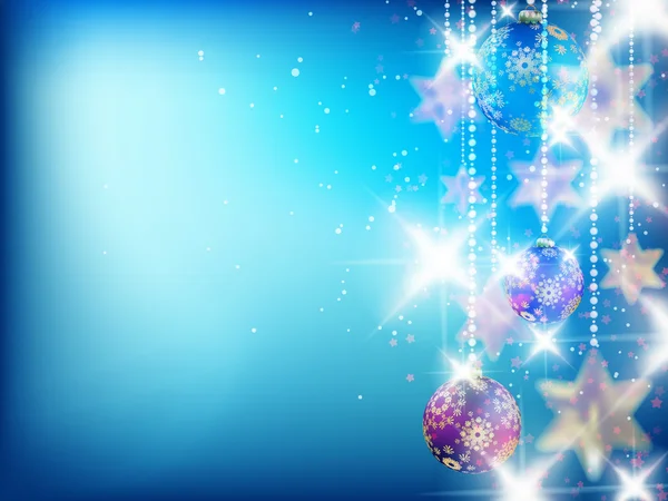 Fundo de Natal azul com ornamentos de Natal . — Vetor de Stock