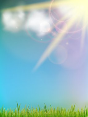 üzerinde mavi bir gökyüzü güneş.