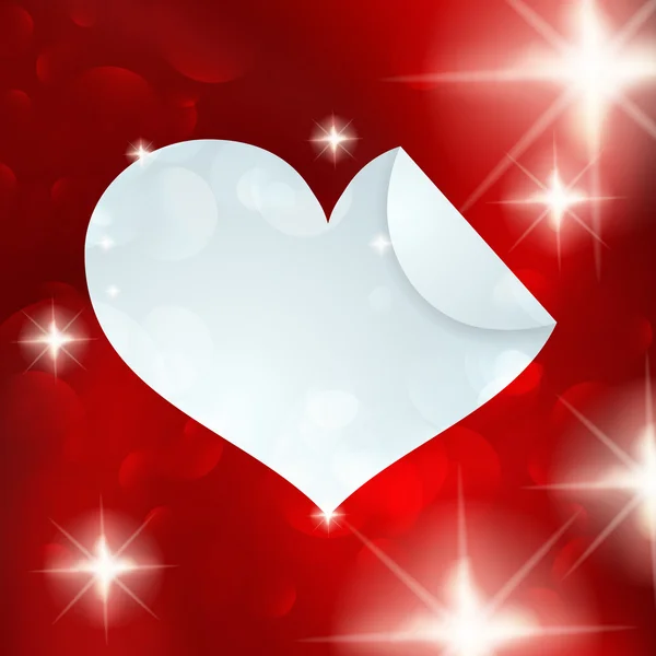 Papel branco ícone do coração no vermelho . — Vetor de Stock