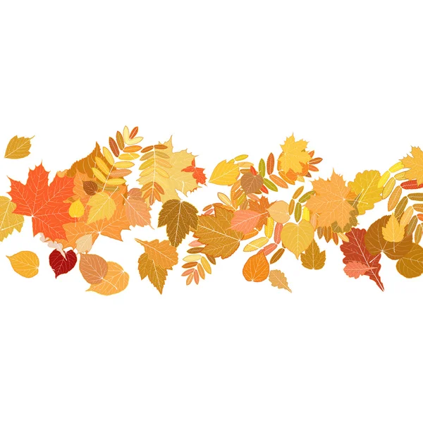 Autumn leaves falling and spinning on white. — Stock Vector