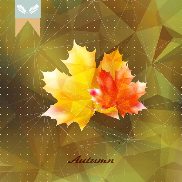 Autumnal leaf background made of triangles. — Stock Vector