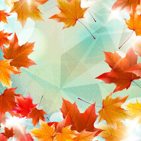 Abstract autumn illustration with maple Leaves. — Stock Vector